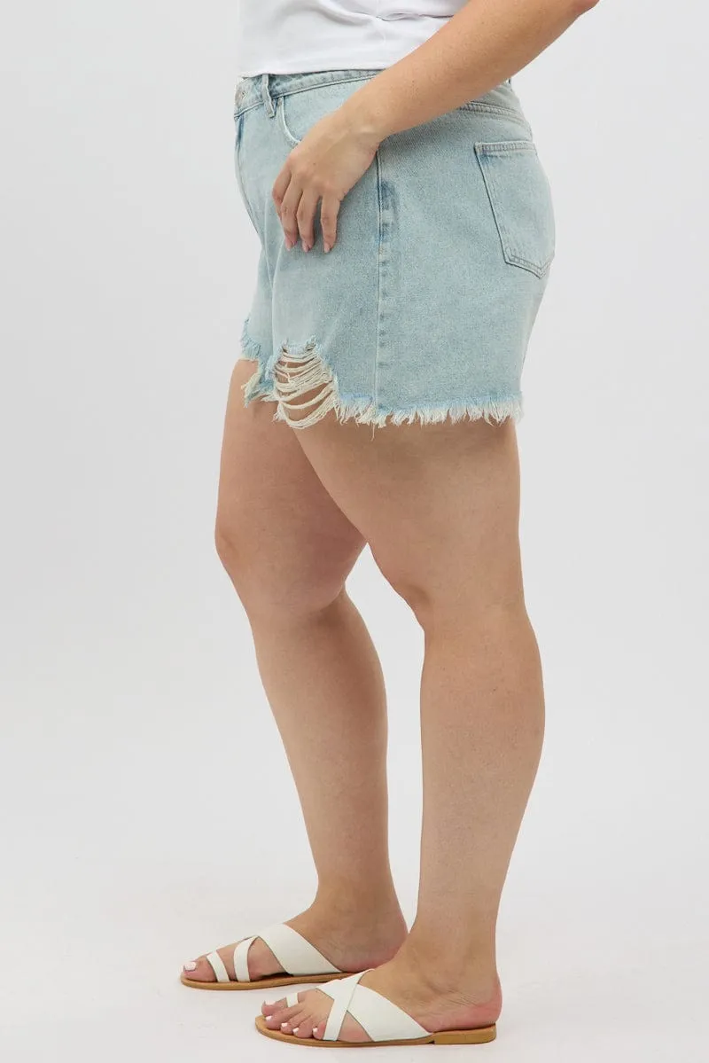 Denim Relaxed Shorts High Rise Cozy Cardigan
