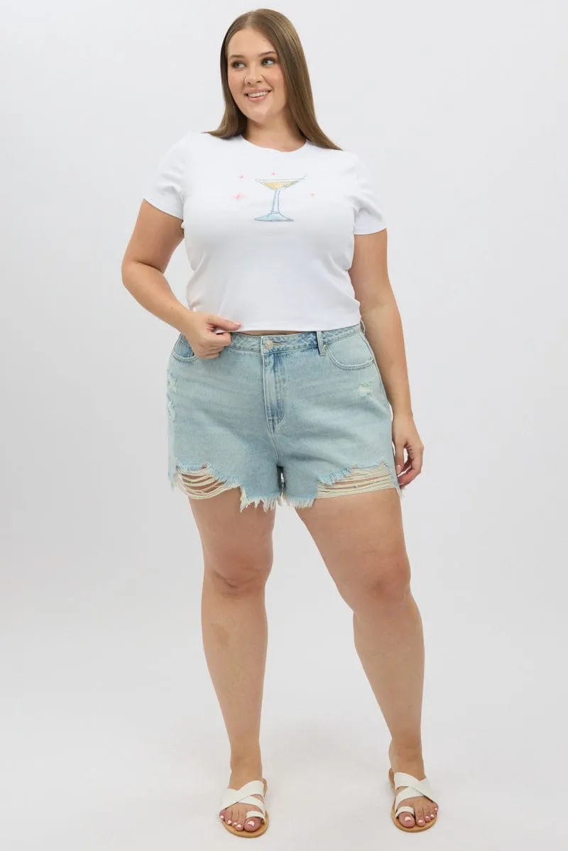 Business Wear Denim Relaxed Shorts High Rise