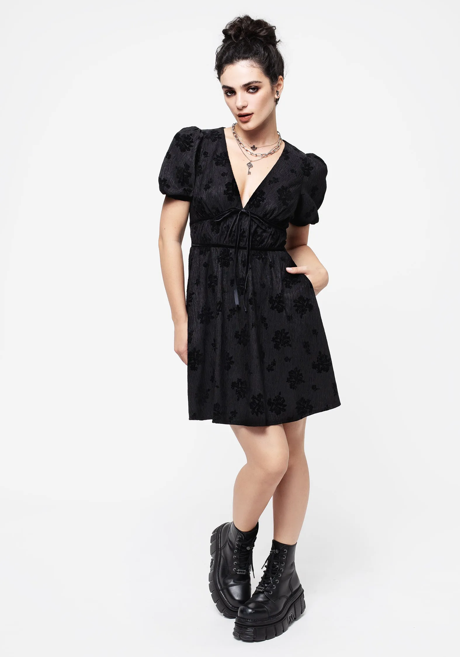 Giselle Floral Puff Sleeve Mini Dress Stylish short formal dress Layer Free