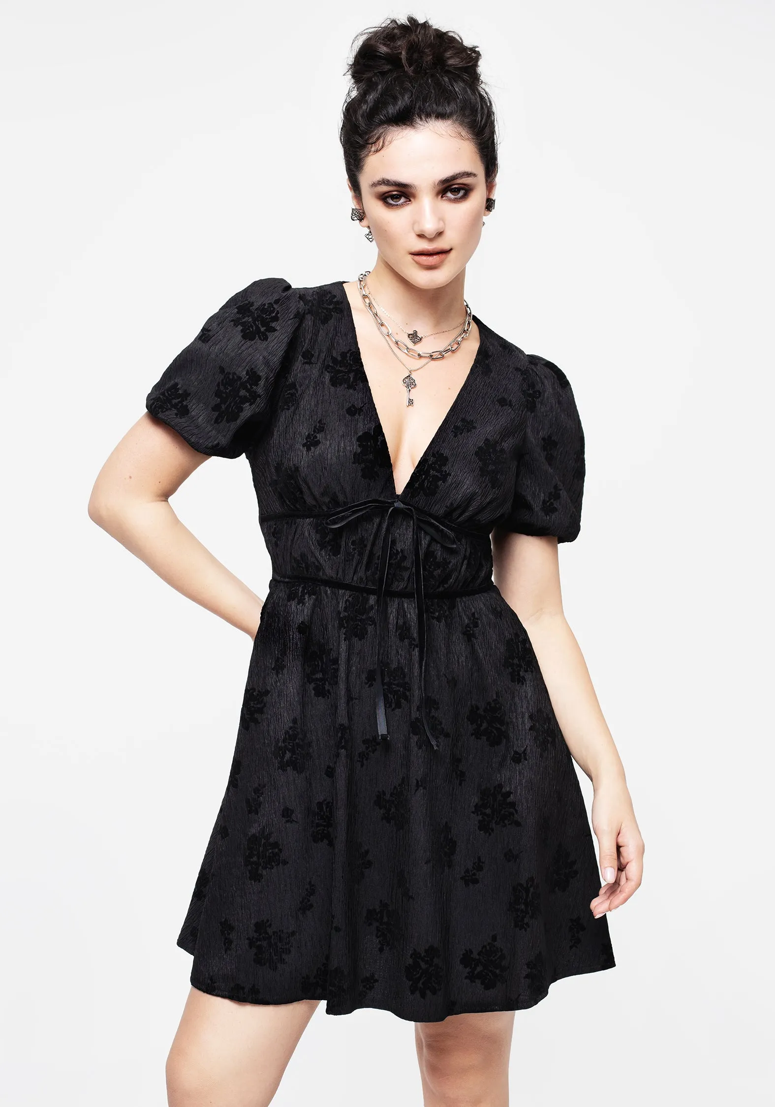Giselle Floral Puff Sleeve Mini Dress Light Charm