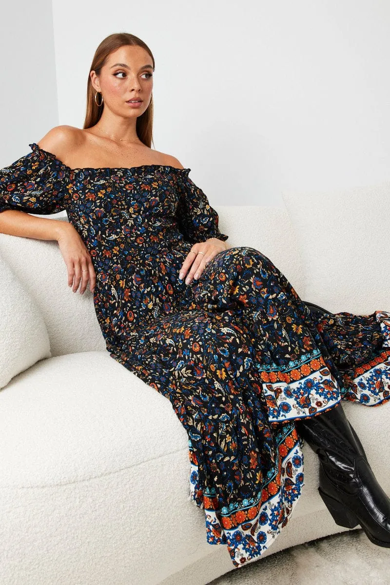 Black Boho Maxi Dress Short Sleeve Tiered Sage Green