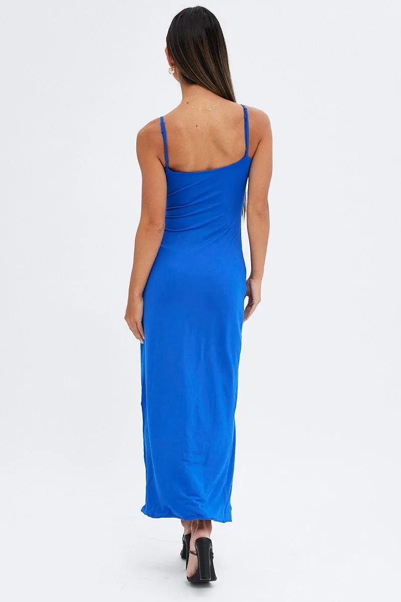 Blue Bodycon Maxi Dress Sleeveless Side Split This dress offers a flattering fit that accentuates your shape without feeling tight Onyx Shine