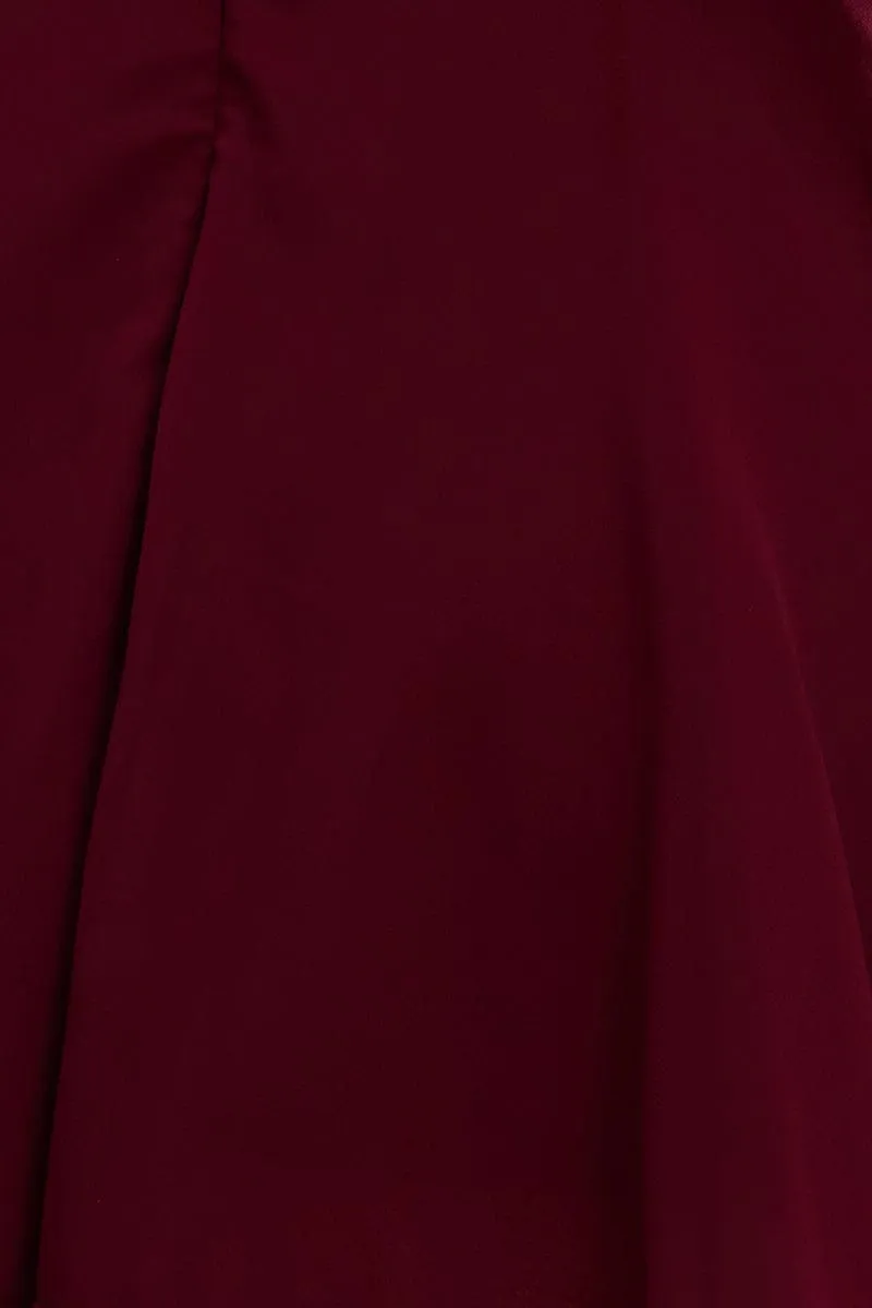 Flexible Knit Structure Chic Look Red Mini Dress Ruffle Detail Chiffon
