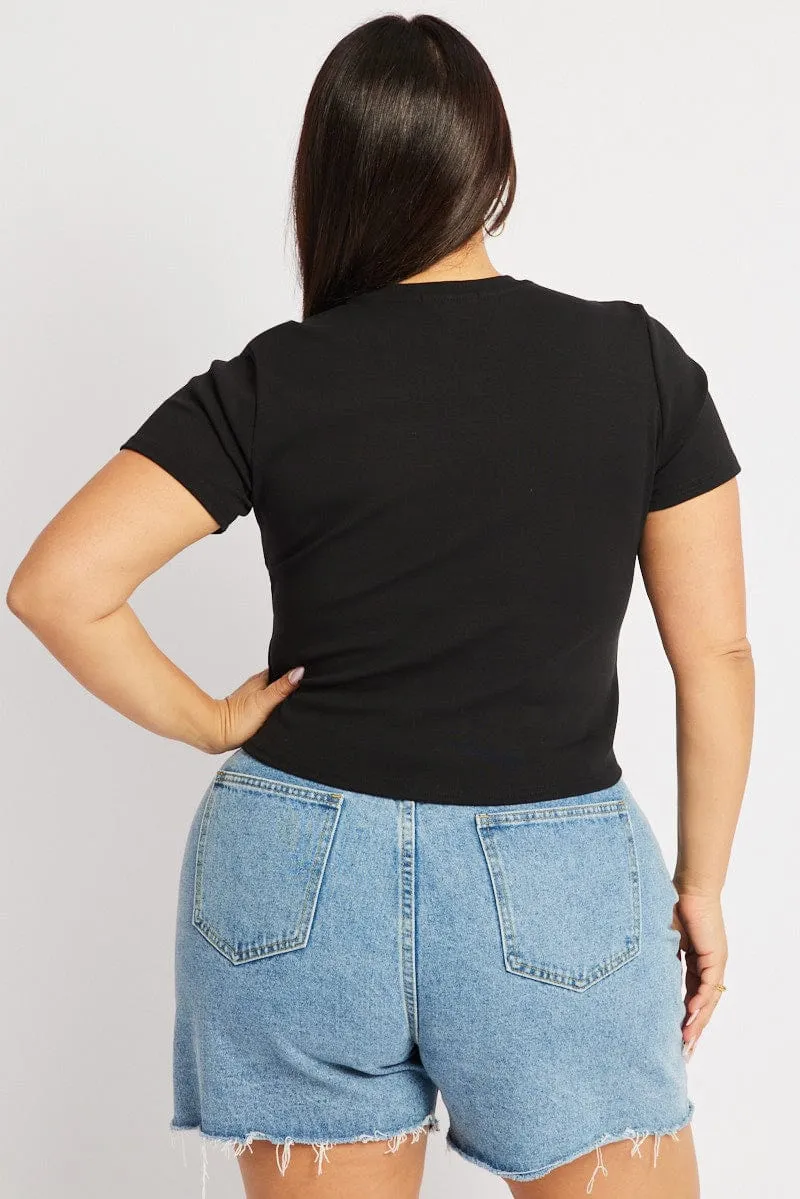 Black Graphic T Shirt Short Sleeve Crew Neck Cool and Comfortable Simple Comfort Wear