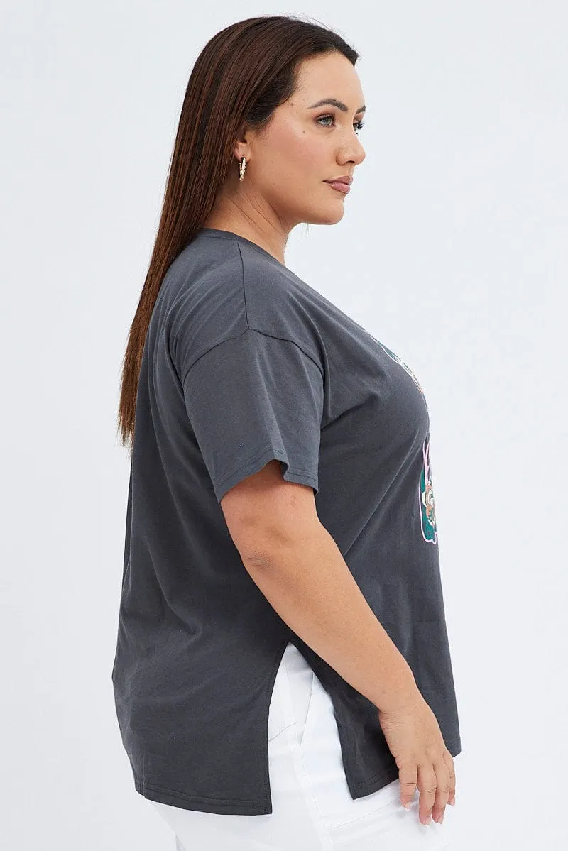 Cozy Design Grey Graphic T-shirt Eternal World Cotton Jersey