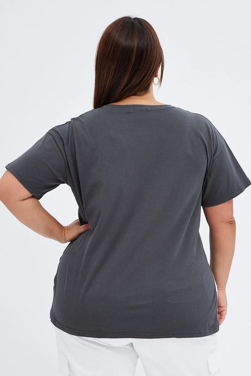 Grey Graphic T-shirt Eternal World Cotton Jersey Perfect Comfort Stylish Details