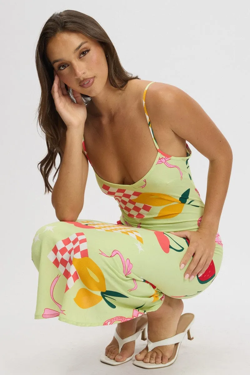 Ruby Glow tie dye Green Abstract Maxi Dress Bias Cut