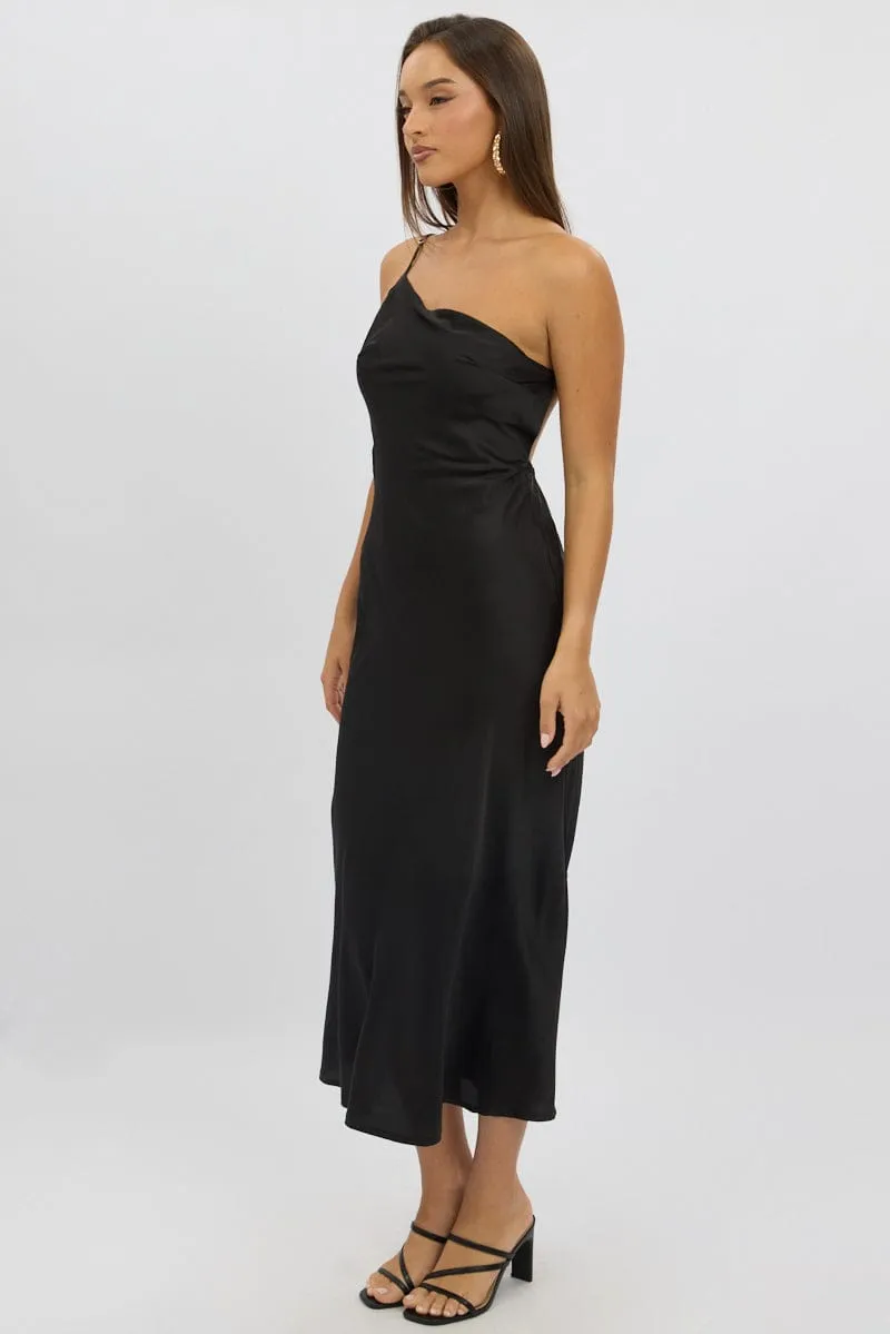 Black One Shoulder Dress Satin Perfect for layering or wearing on its own this dress adapts to any season Garden Lane