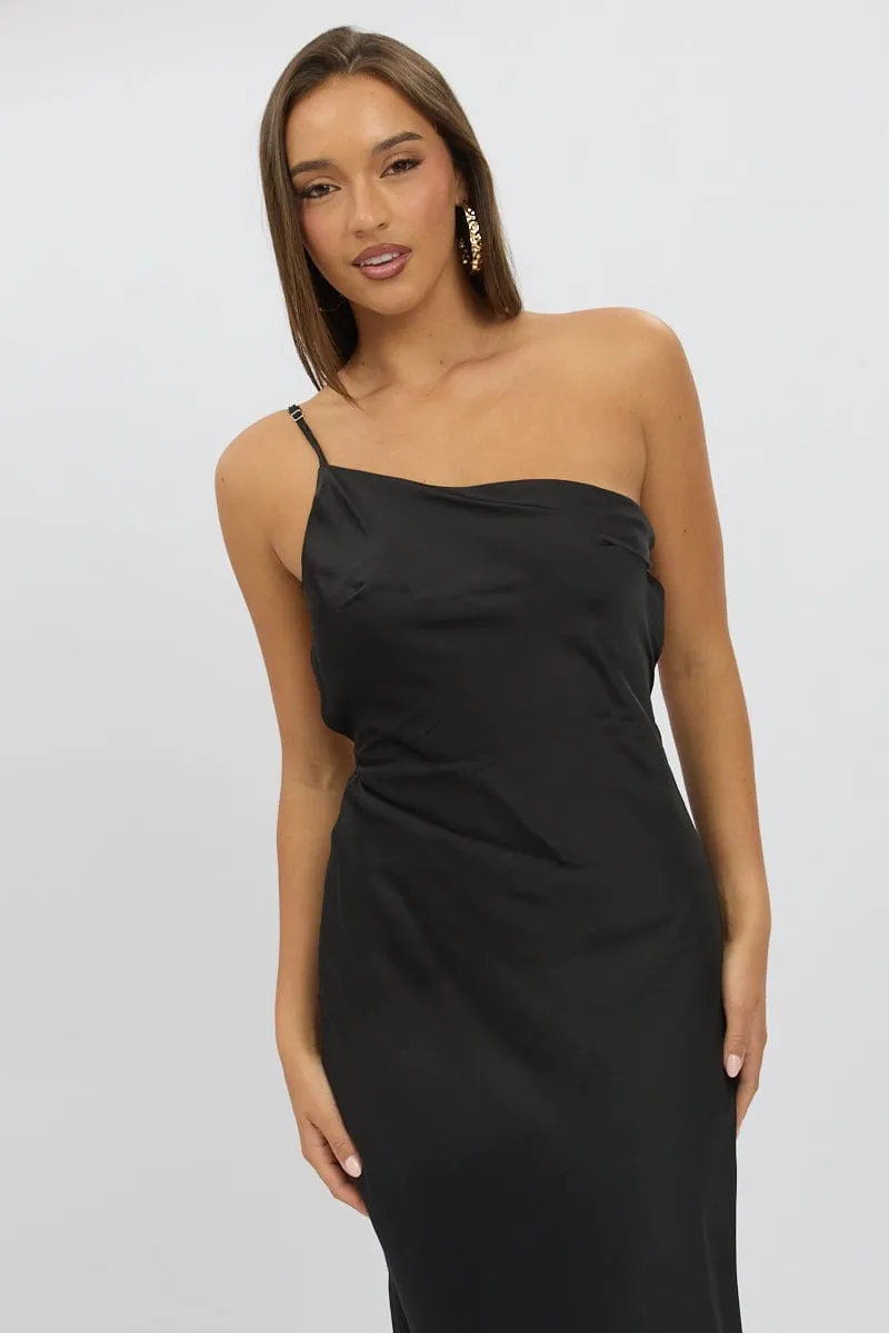 Black One Shoulder Dress Satin old town