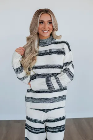 Maygan Striped Sweater Lattice Stitch Pattern