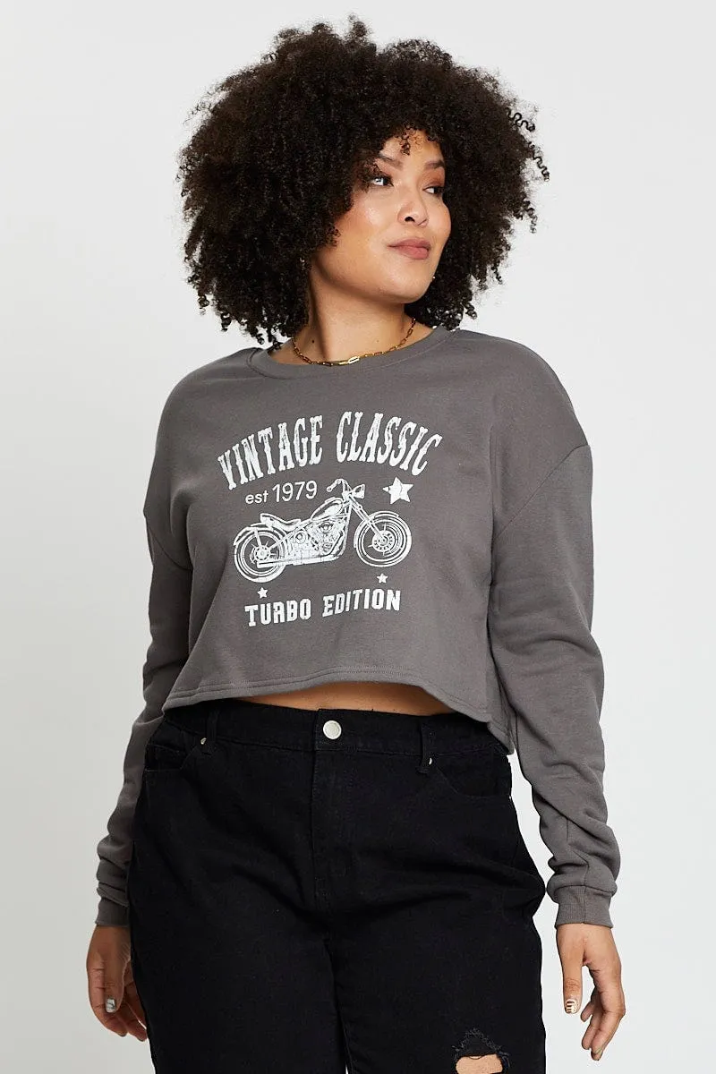 Cool Outfit Grey Long Sleeve Vintage Classic Sweater