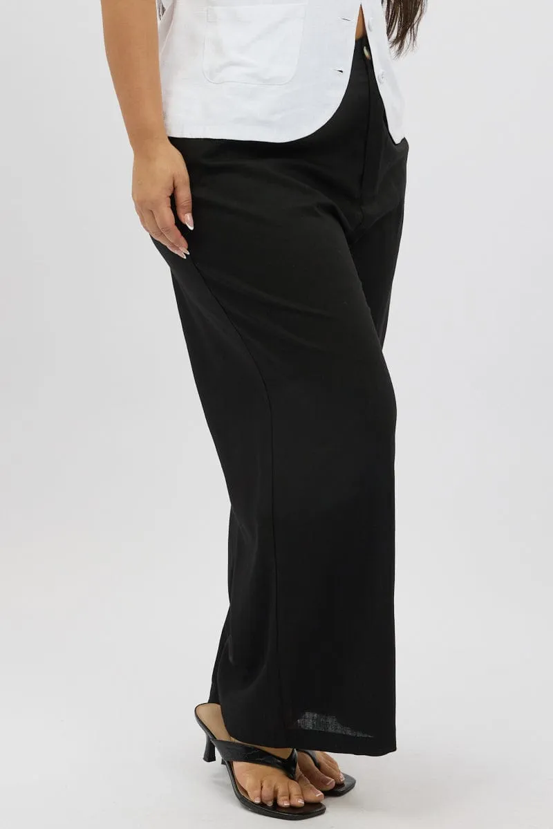 Chic Comfort Urban appeal Black Linen Blend Tailored Pants