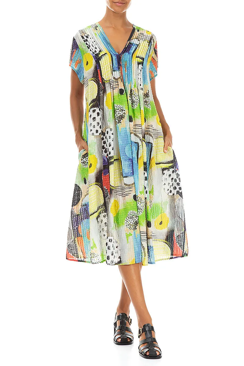 WrinkleResistant Finish Romantic Artmaze Textured Silk Midi Dress