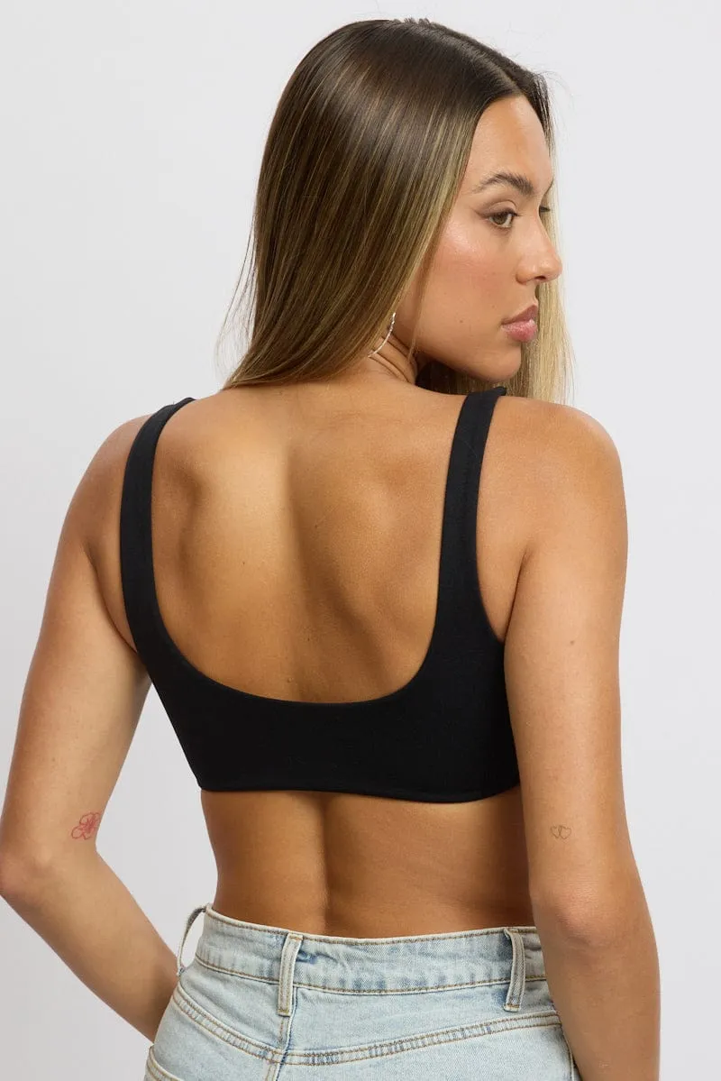 Black Bralette Seamless Cropped Athleisure Cool FourWayStretch