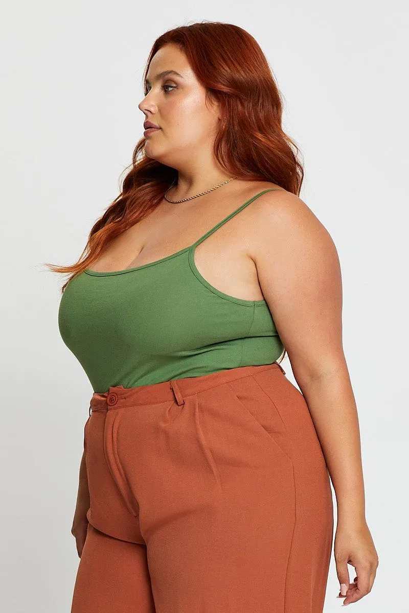 Walk Mood Green Jersey Bodysuit Round Neck