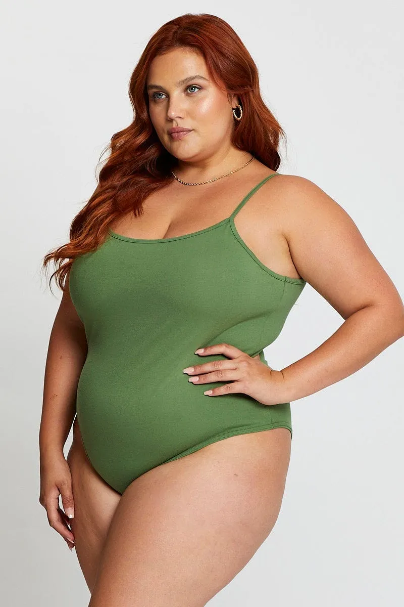 Green Jersey Bodysuit Round Neck Hero Mode