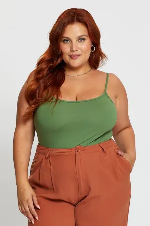 Green Jersey Bodysuit Round Neck Teacher Chic Weekend Style