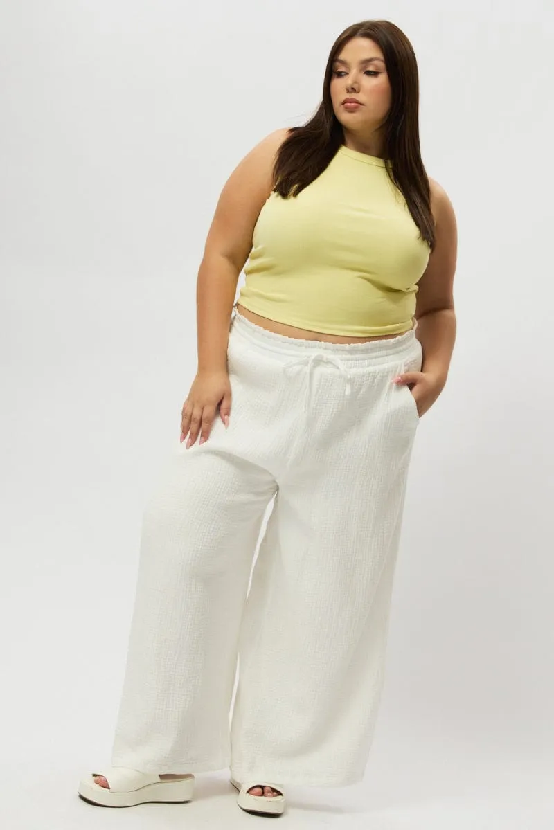 Yellow Tank Top Crew Neck Rib Timeless Fashion Calm Wave