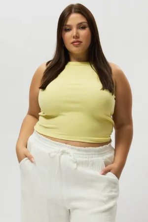 Yellow Tank Top Crew Neck Rib Outdoor Comfort