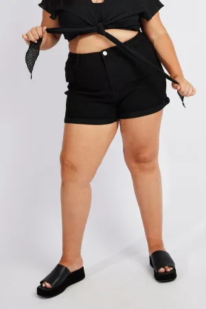 SoftTouchFinish AbrasiveReinforcedZones Black Mom Shorts High Rise Stretch