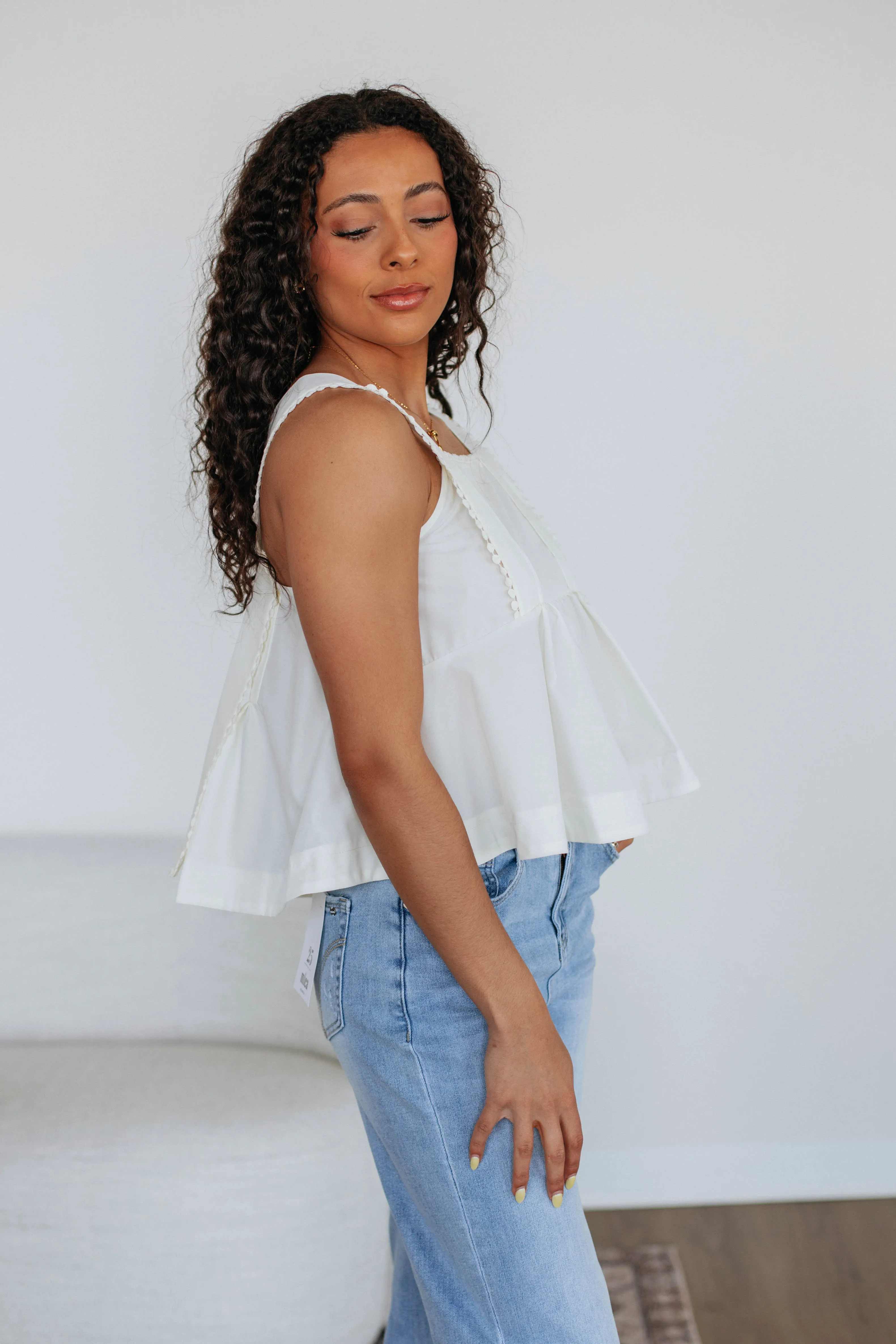 Quick Dry Fabric Rough Terrain Janine Babydoll Tank - Ivory