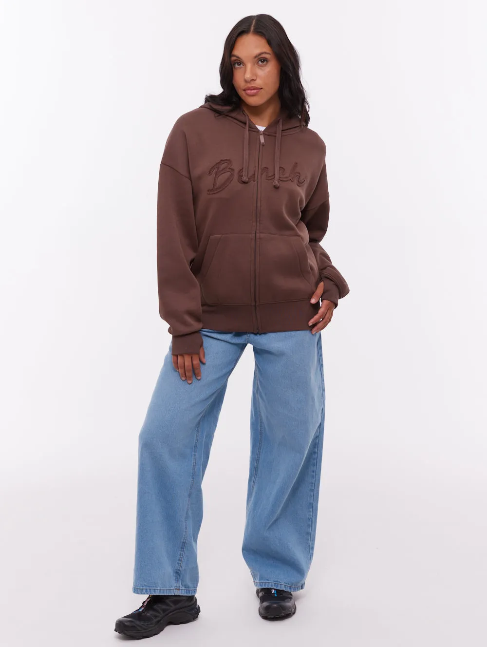 Fashion Accessory AntiStatic Cloth Kingra Oversize Zip-Up Hoodie - Brown
