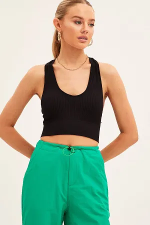 HighVisibility Trim Black Seamless Crop Top Bralette