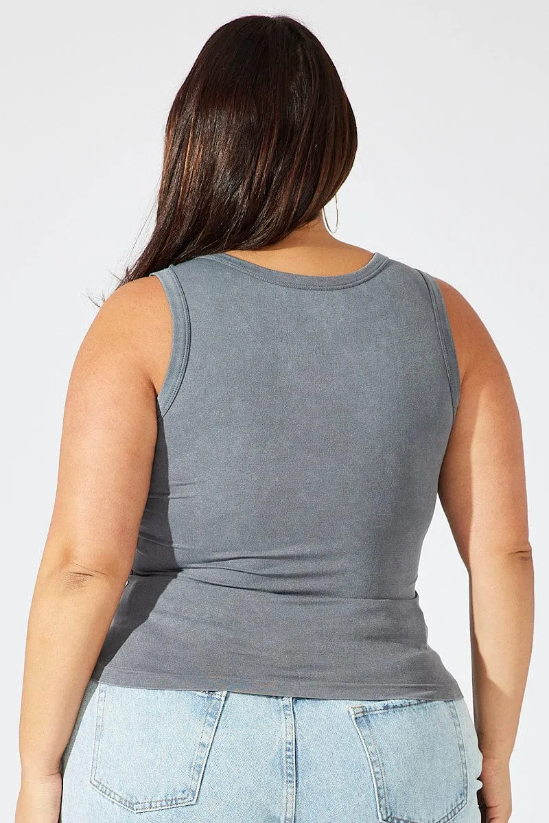 Black Tank Top Seamless Washed Brunch Fit Flash Look