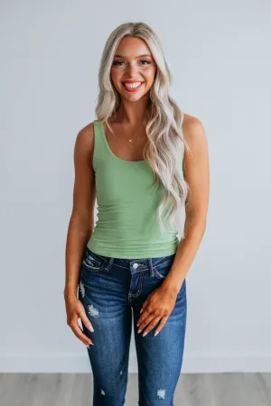 Long Comfort Laser Cut Edge Detailing Delta Basic Tank - Sprout