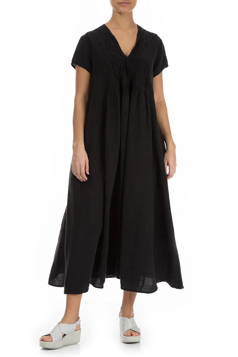 Eco-Friendly Material Romantic Black Linen Dress