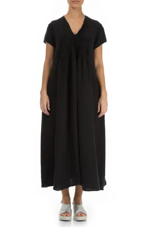 Windproof Fabric Romantic Black Linen Dress