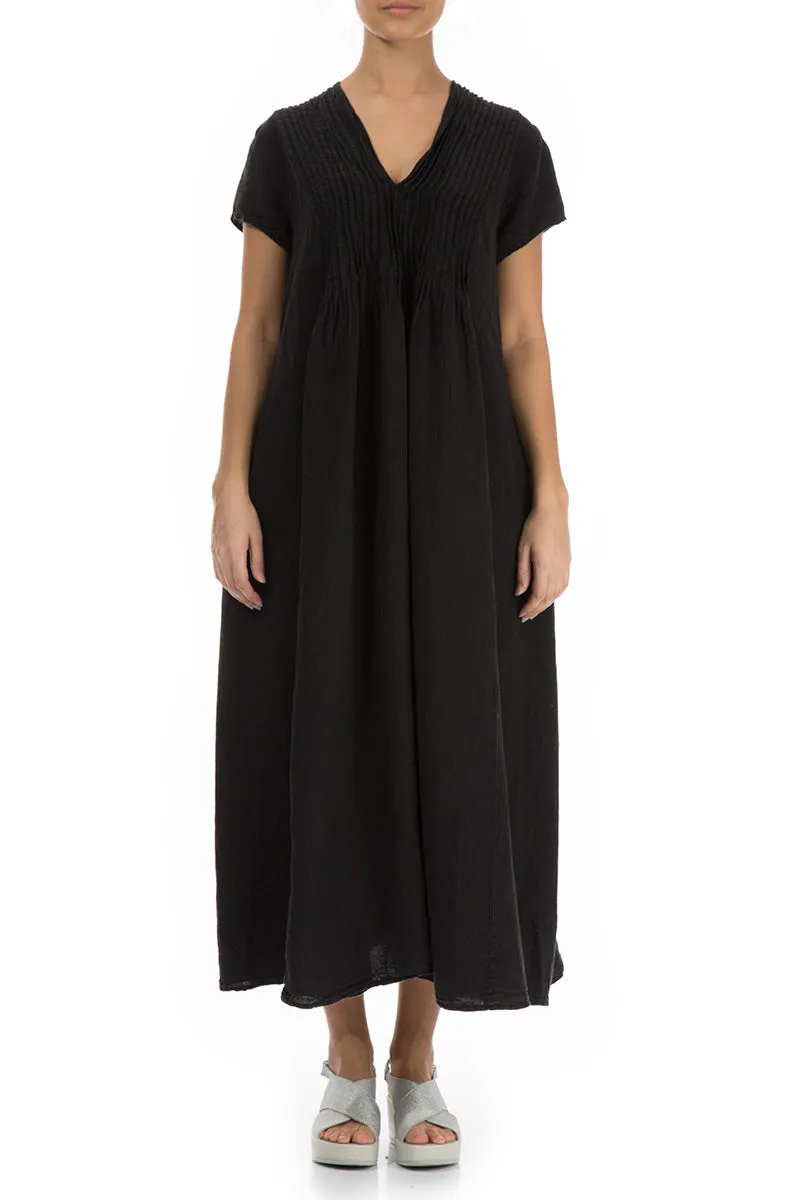 Windproof Fabric Romantic Black Linen Dress