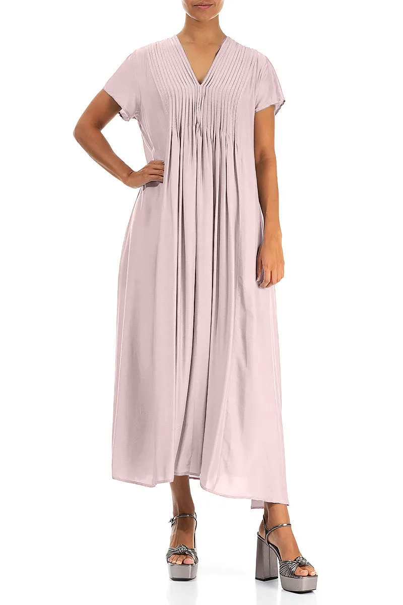 Romantic Powder Pink Silk Bamboo Dress Lightweight Fabric Air Move