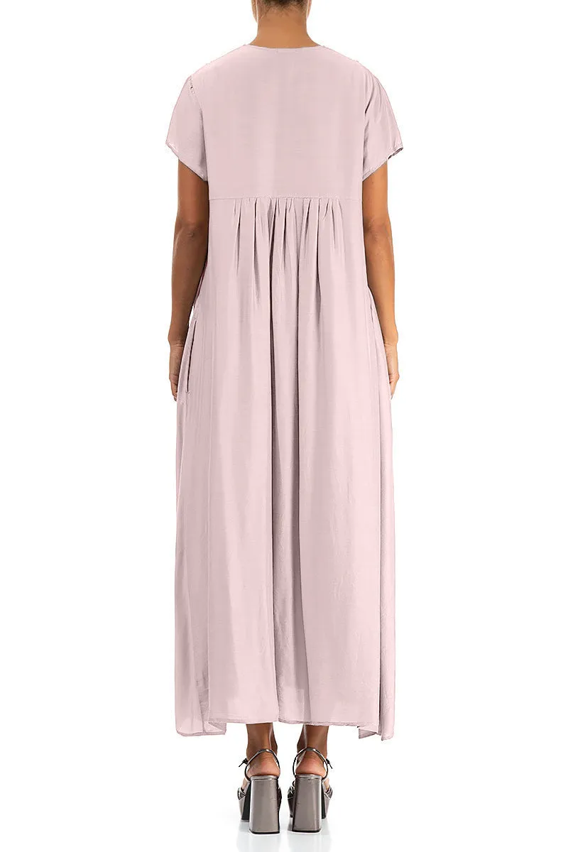 Romantic Powder Pink Silk Bamboo Dress LayeredPaneling