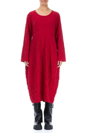 Gentle Glow Soft Core Balloon Cherry Red Pleated Silk Bamboo Dress