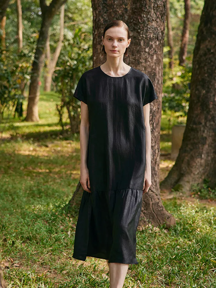 16 Momme Xiang Yun Silk Women Midi Dress light layering Sleek And Stylish