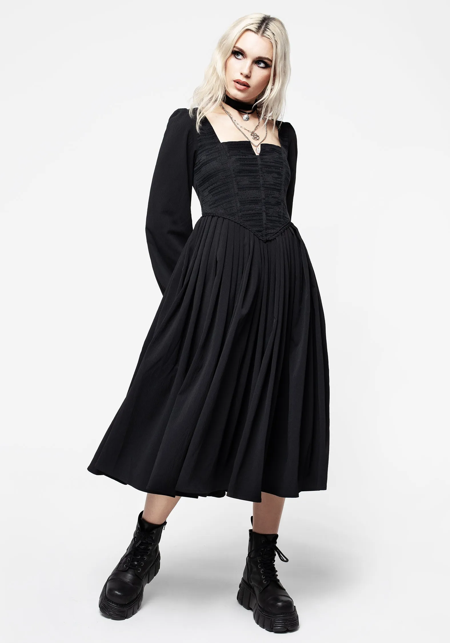 Mina Corset Midi Dress Korean Vibe Platinum Shine