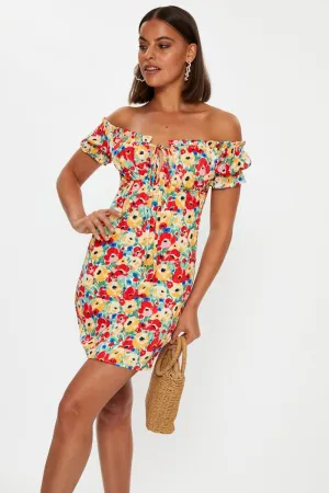 Pack Quick Print Off Shoulder Bustier Mini Dress