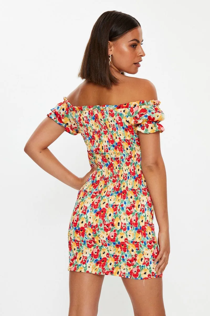 Print Off Shoulder Bustier Mini Dress Timeless Fashion Wear Fashionable date night outfit