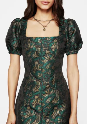 Fun Glam Floral Design Wear Rena Snake Jacquard Mini Dress