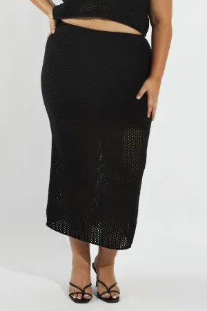 Eco conscious Urban Pulse Black Crochet Maxiskirt