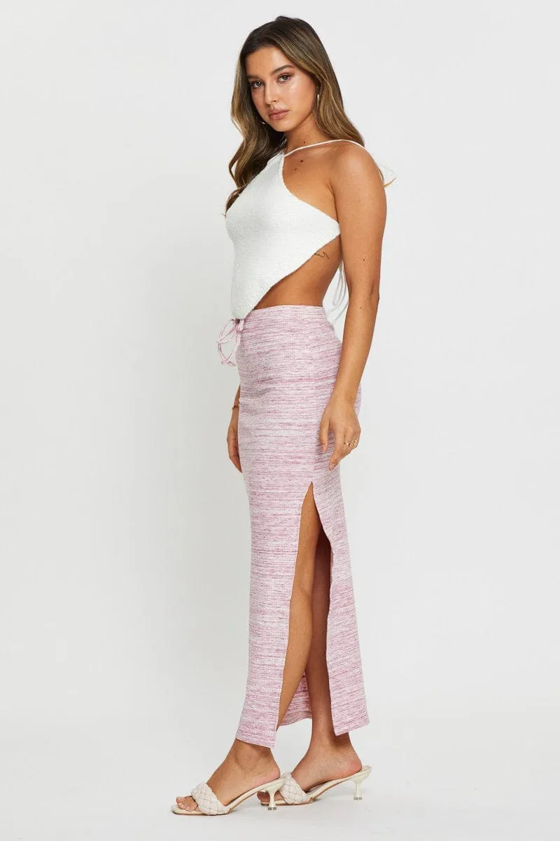 Outfit Lookbook Pink Ribbed Bodycon Midi Skirt