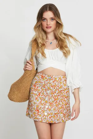 Dust Proof Fabric Print A Line Skirt