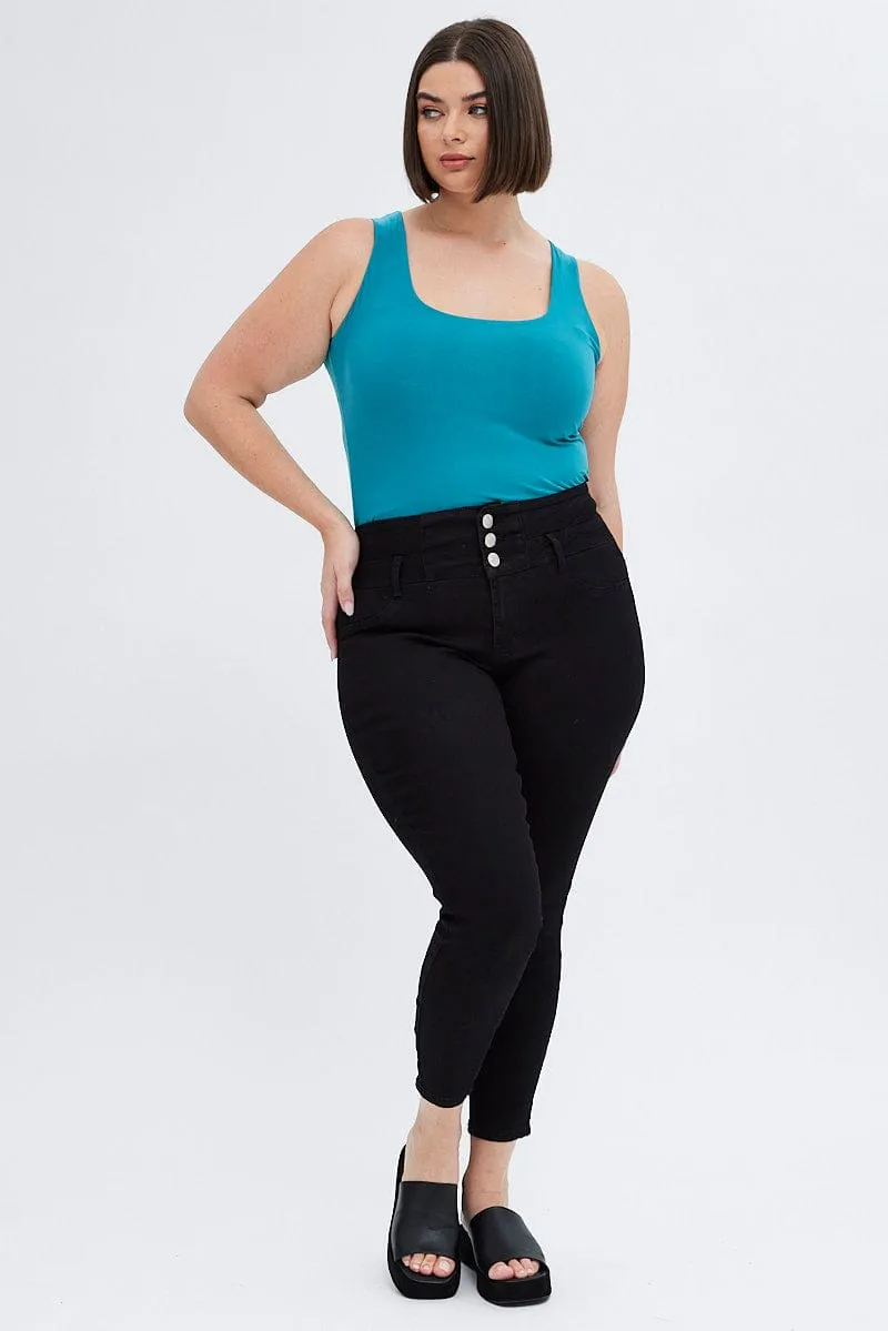 Muse Edge Green Tank Top Double Layer Square Neck