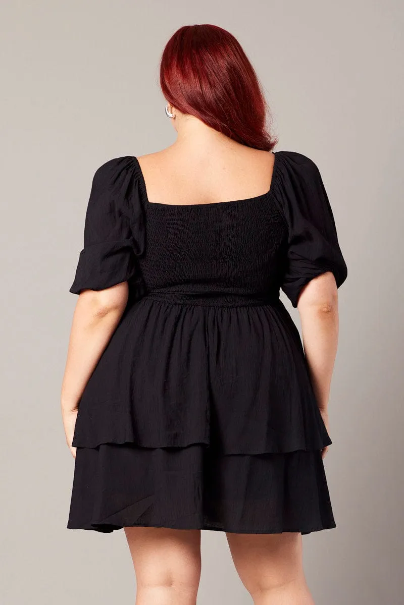 Black Button Detail Corset Mini Dress Quick Scene Flash Vibe