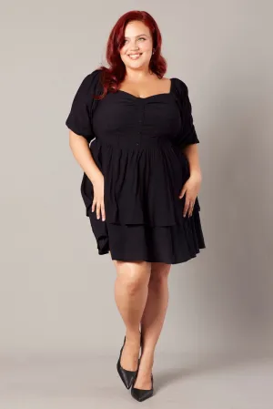 Black Button Detail Corset Mini Dress Travel Light
