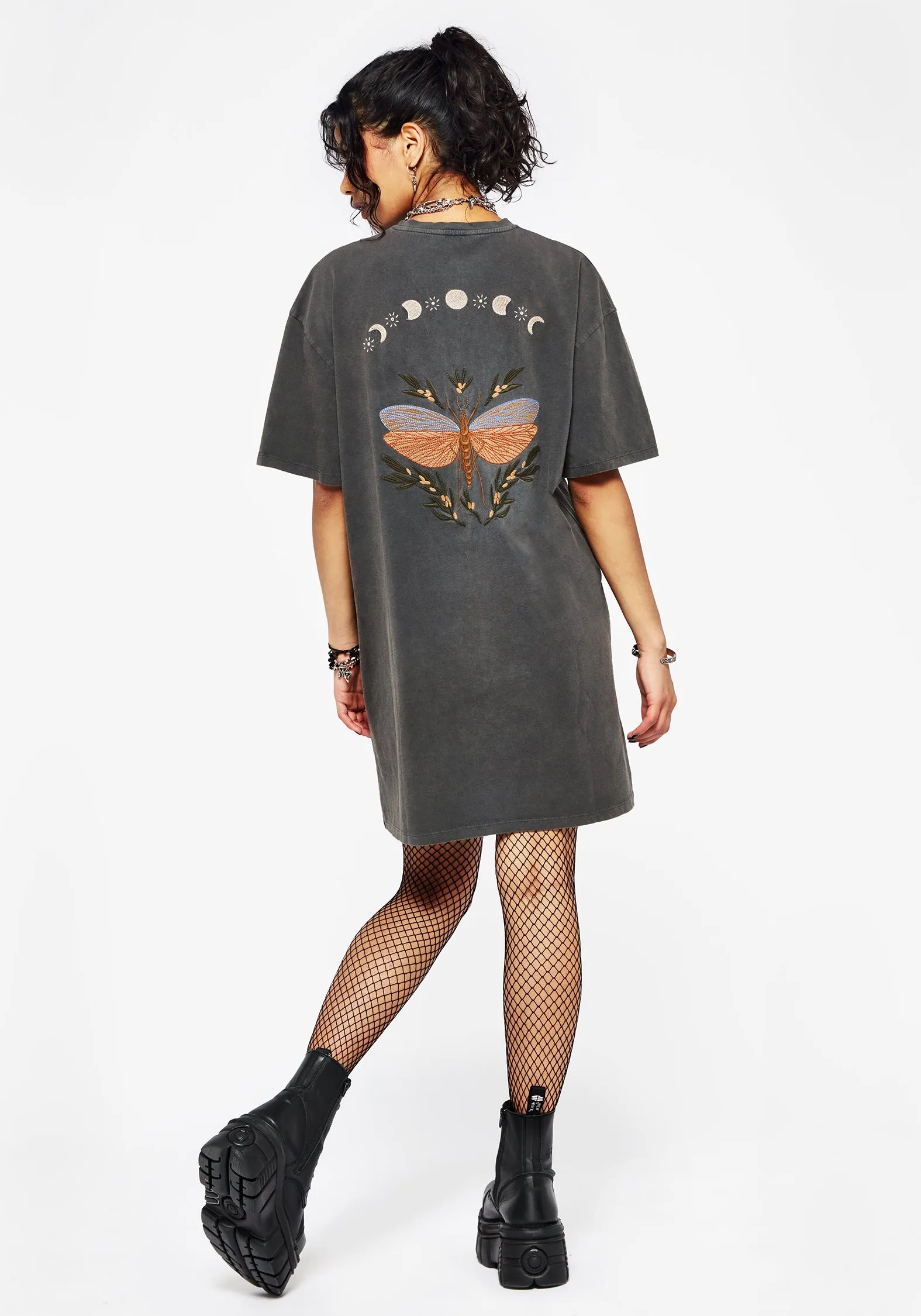 Griffinfly Cotton Embroidered Jersey Mini Tee Dress Zigzag Stitch Reinforcement