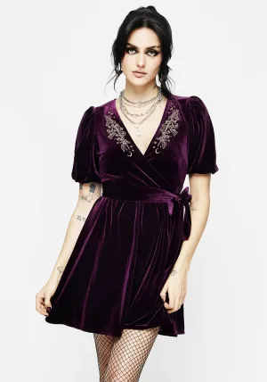 Fashionable Wear Fresh Style Hera Embroidered Mini Wrap Dress