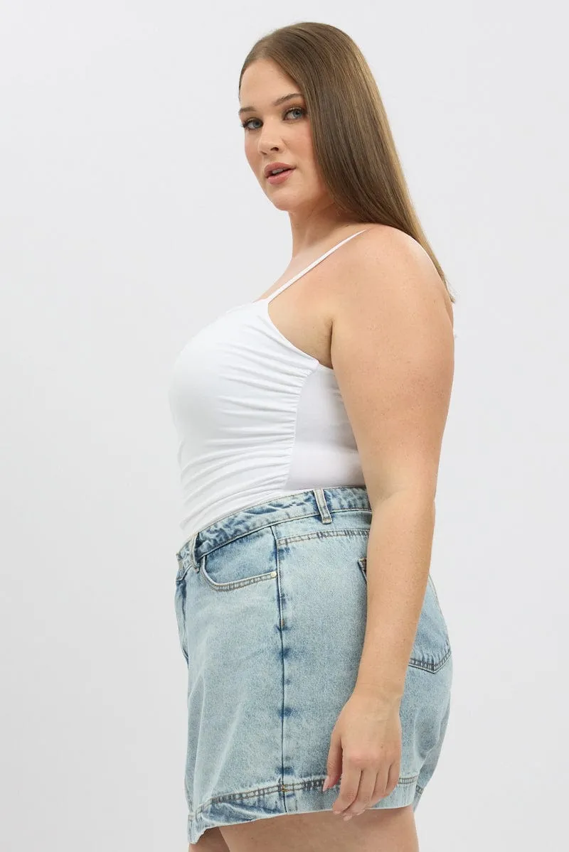 Free Shape Virtual Mode White Bodysuit Sleeveless