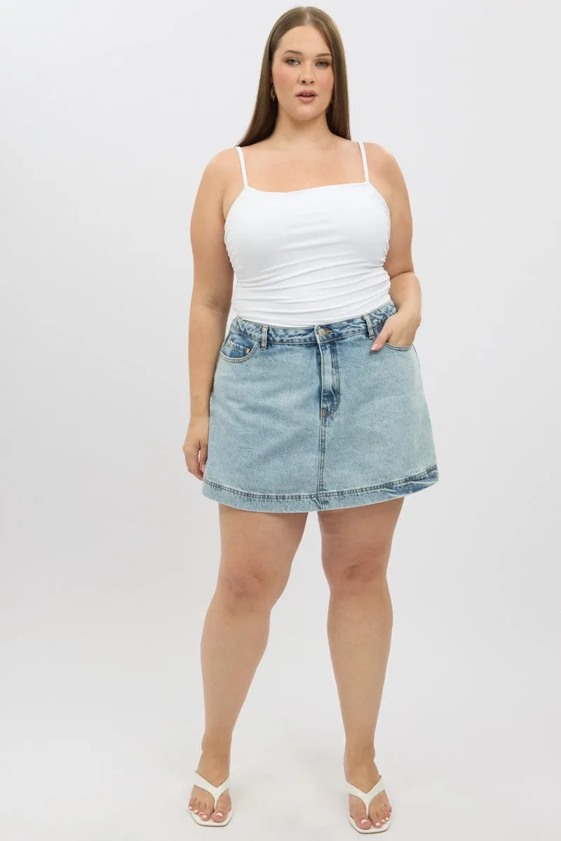 White Bodysuit Sleeveless Sporty Design